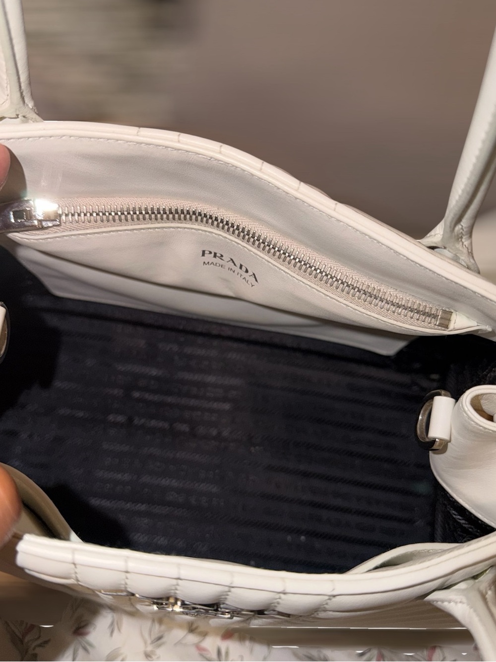 Prada White Diagramme Leather Handbag- EUC - Picture 6 of 8